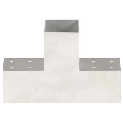 vidaXL Post Connectors 4 pcs T Shape Galvanised Metal 81x81 mm 3
