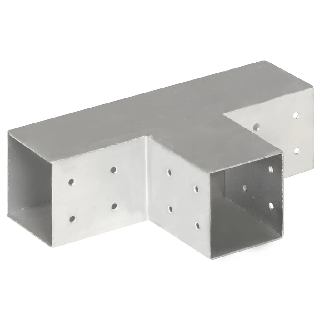 vidaXL Post Connectors 4 pcs T Shape Galvanised Metal 81x81 mm 4
