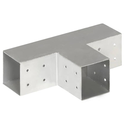 vidaXL Post Connectors 4 pcs T Shape Galvanised Metal 81x81 mm 4