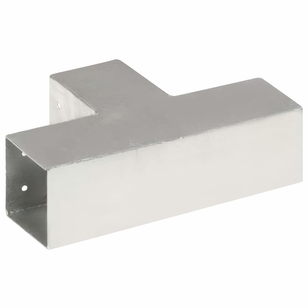 vidaXL Post Connectors 4 pcs T Shape Galvanised Metal 81x81 mm 5