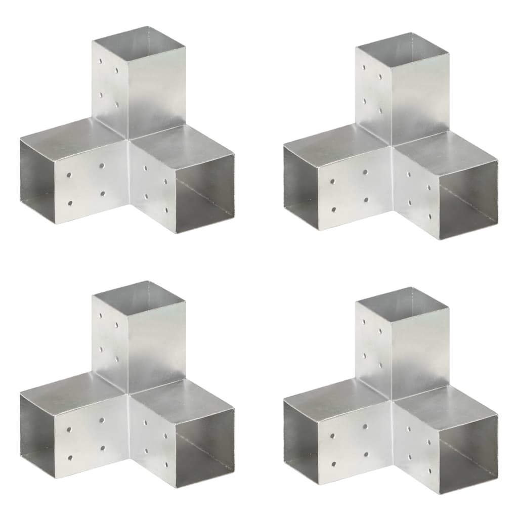vidaXL Post Connectors 4 pcs Y Shape Galvanised Metal 81x81 mm 1