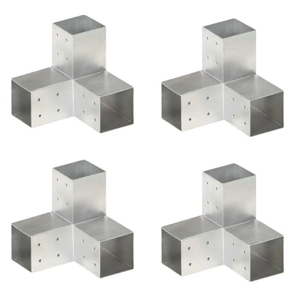 vidaXL Post Connectors 4 pcs Y Shape Galvanised Metal 81x81 mm 1