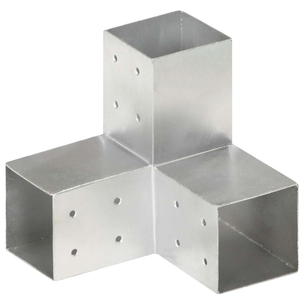 vidaXL Post Connectors 4 pcs Y Shape Galvanised Metal 81x81 mm 2