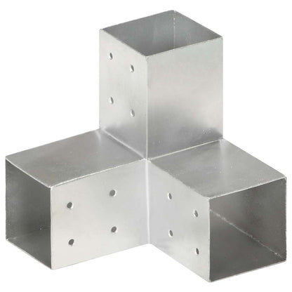 vidaXL Post Connectors 4 pcs Y Shape Galvanised Metal 81x81 mm 2