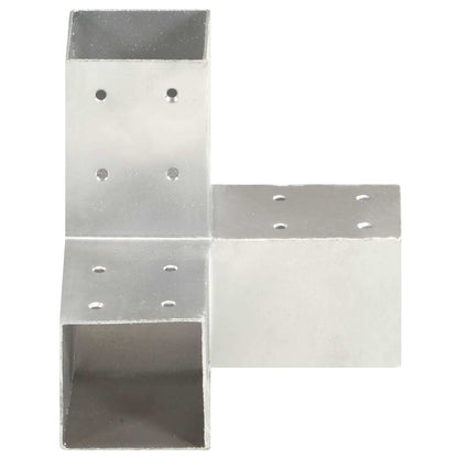 vidaXL Post Connectors 4 pcs Y Shape Galvanised Metal 81x81 mm 3