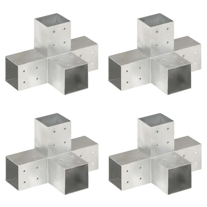 vidaXL Post Connectors 4 pcs X Shape Galvanised Metal 81x81 mm 1