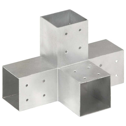 vidaXL Post Connectors 4 pcs X Shape Galvanised Metal 81x81 mm 2