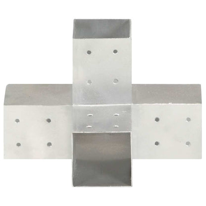 vidaXL Post Connectors 4 pcs X Shape Galvanised Metal 81x81 mm 3