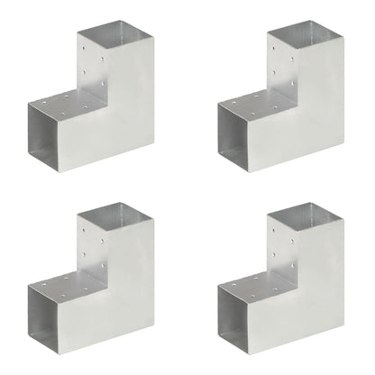 vidaXL Post Connectors 4 pcs L Shape Galvanised Metal 91x91 mm 1
