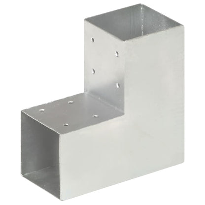vidaXL Post Connectors 4 pcs L Shape Galvanised Metal 91x91 mm 2