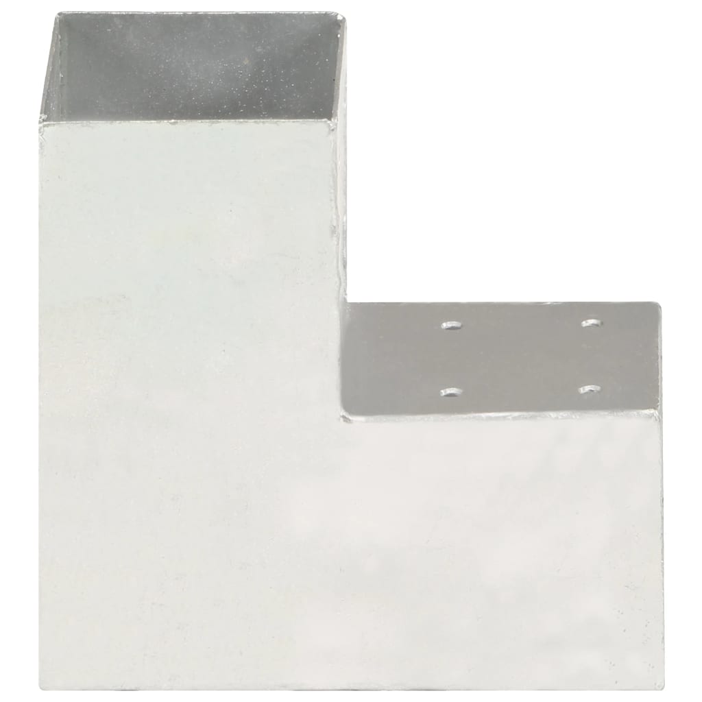 vidaXL Post Connectors 4 pcs L Shape Galvanised Metal 91x91 mm 3