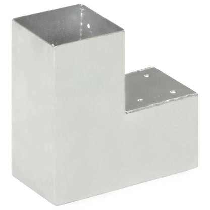 vidaXL Post Connectors 4 pcs L Shape Galvanised Metal 91x91 mm 4