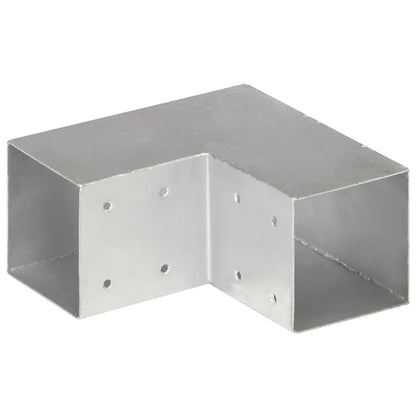 vidaXL Post Connectors 4 pcs L Shape Galvanised Metal 91x91 mm 5