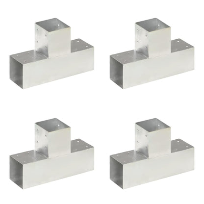 vidaXL Post Connectors 4 pcs T Shape Galvanised Metal 91x91 mm 1