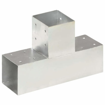 vidaXL Post Connectors 4 pcs T Shape Galvanised Metal 91x91 mm 2