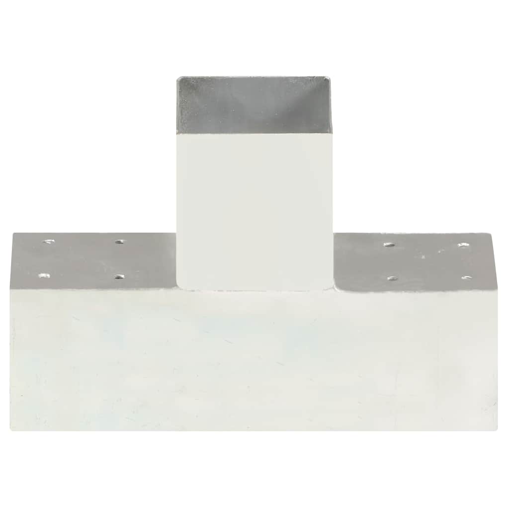 vidaXL Post Connectors 4 pcs T Shape Galvanised Metal 91x91 mm 3