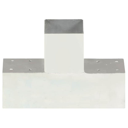 vidaXL Post Connectors 4 pcs T Shape Galvanised Metal 91x91 mm 3