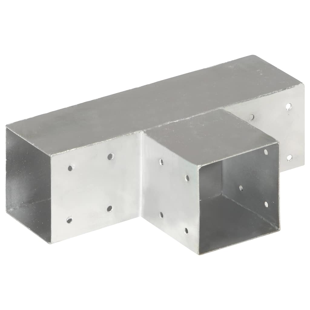 vidaXL Post Connectors 4 pcs T Shape Galvanised Metal 91x91 mm 4