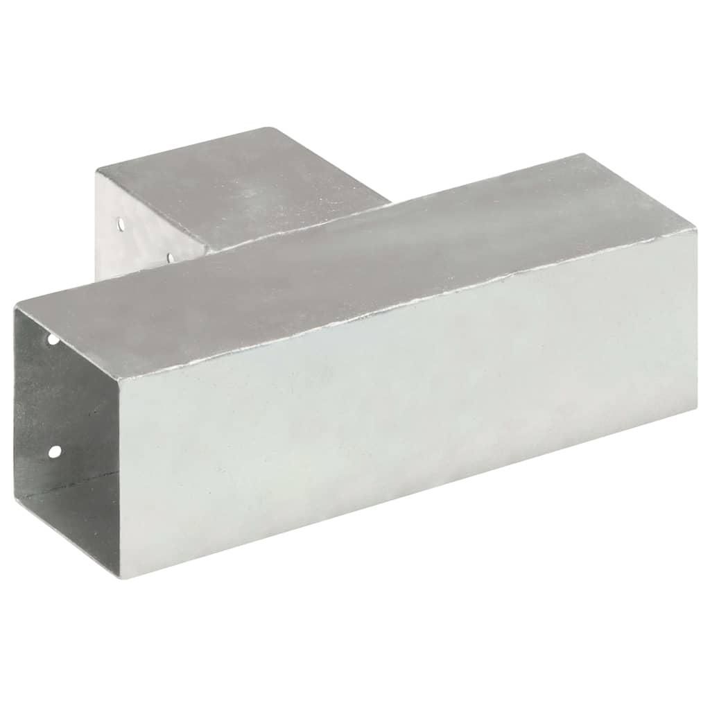 vidaXL Post Connectors 4 pcs T Shape Galvanised Metal 91x91 mm 5