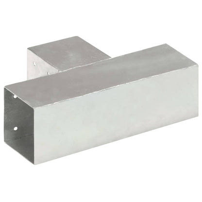 vidaXL Post Connectors 4 pcs T Shape Galvanised Metal 91x91 mm 5