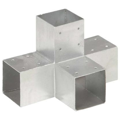 vidaXL Post Connectors 4 pcs X Shape Galvanised Metal 91x91 mm 2