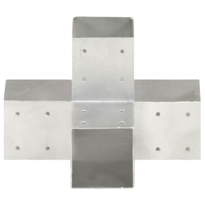 vidaXL Post Connectors 4 pcs X Shape Galvanised Metal 91x91 mm 3