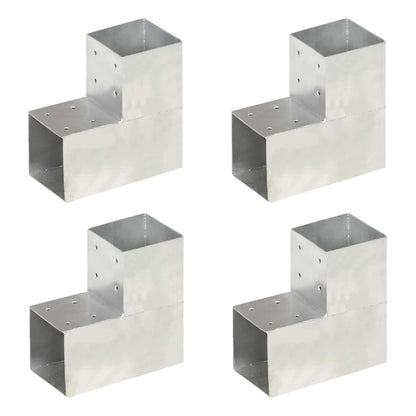 vidaXL Post Connectors 4 pcs L Shape Galvanised Metal 101x101 mm 1
