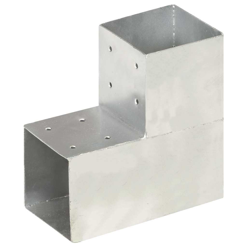 vidaXL Post Connectors 4 pcs L Shape Galvanised Metal 101x101 mm 2