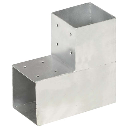 vidaXL Post Connectors 4 pcs L Shape Galvanised Metal 101x101 mm 2