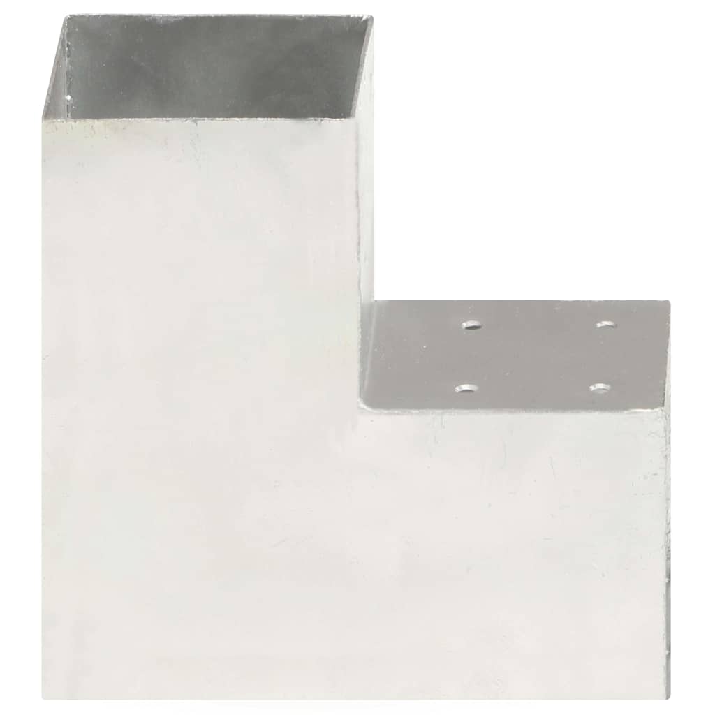 vidaXL Post Connectors 4 pcs L Shape Galvanised Metal 101x101 mm 3