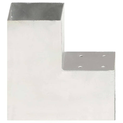 vidaXL Post Connectors 4 pcs L Shape Galvanised Metal 101x101 mm 3
