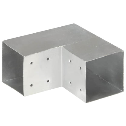 vidaXL Post Connectors 4 pcs L Shape Galvanised Metal 101x101 mm 4