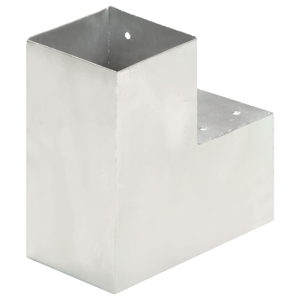 vidaXL Post Connectors 4 pcs L Shape Galvanised Metal 101x101 mm 5