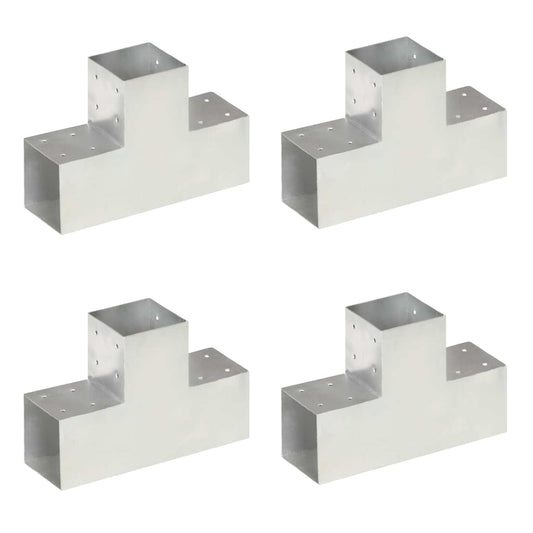 145480 vidaXL Post Connectors 4 pcs T Shape Galvanised Metal 101x101 mm 1