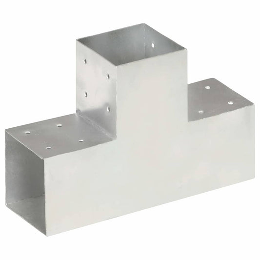 145480 vidaXL Post Connectors 4 pcs T Shape Galvanised Metal 101x101 mm 2