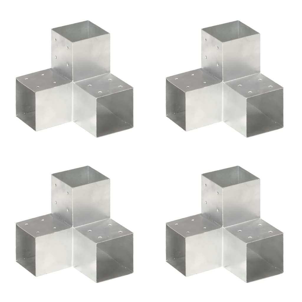 vidaXL Post Connectors 4 pcs Y Shape Galvanised Metal 101x101 mm 1