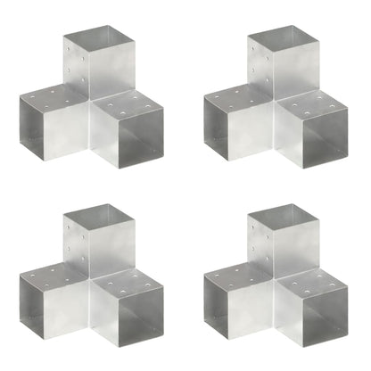 vidaXL Post Connectors 4 pcs Y Shape Galvanised Metal 101x101 mm 1