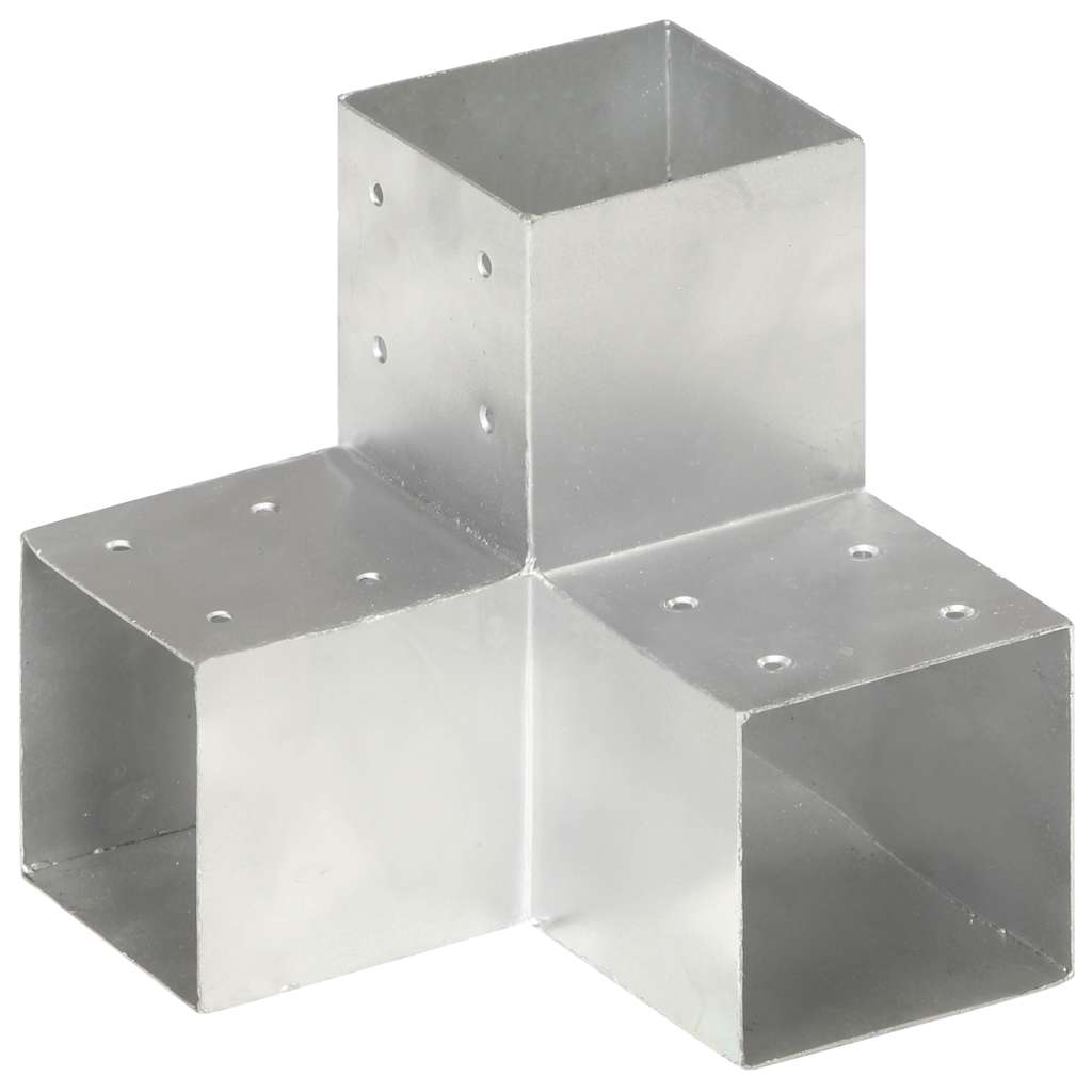 vidaXL Post Connectors 4 pcs Y Shape Galvanised Metal 101x101 mm 2