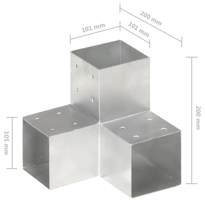 vidaXL Post Connectors 4 pcs Y Shape Galvanised Metal 101x101 mm 6