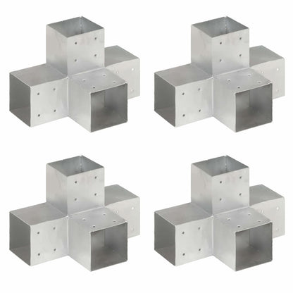 vidaXL Post Connectors Galvanised Metal 4 pcs