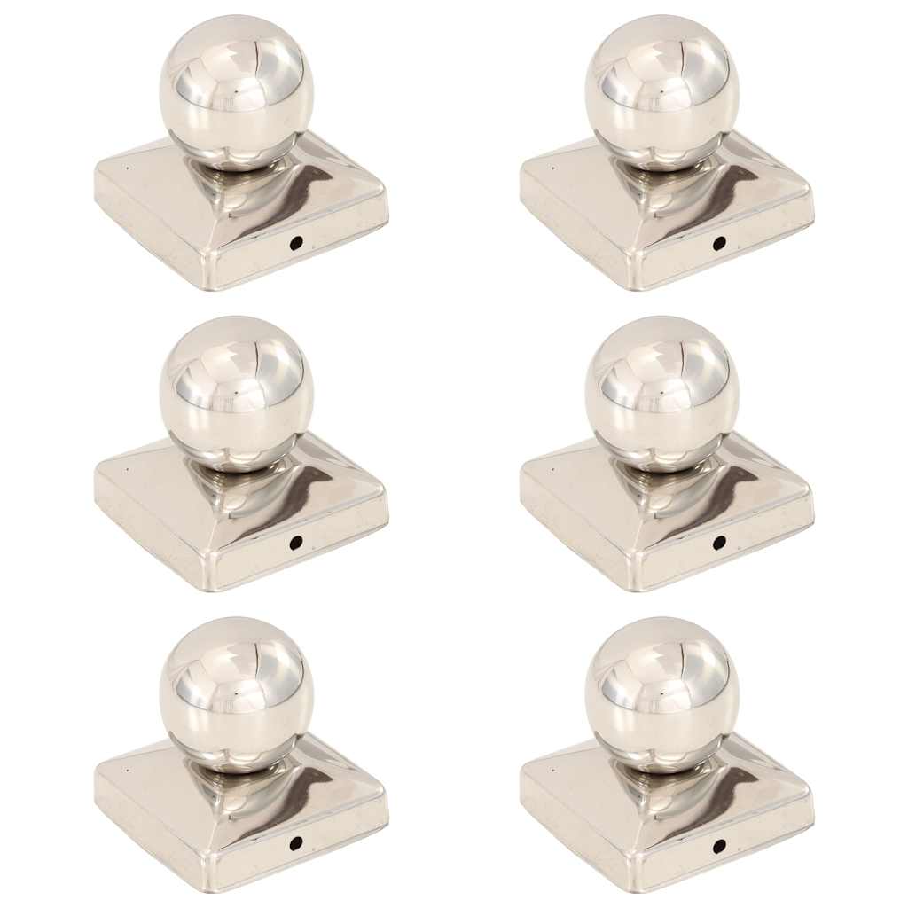 vidaXL Post Caps 6 pcs Globe Final Stainless Steel 81x81 mm 1