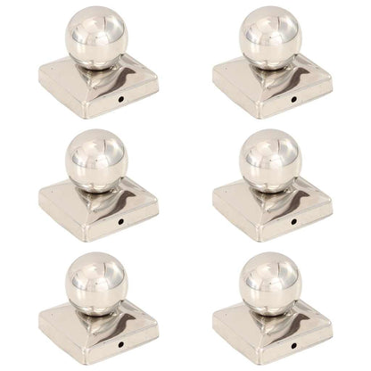 vidaXL Post Caps 6 pcs Globe Final Stainless Steel 81x81 mm 1
