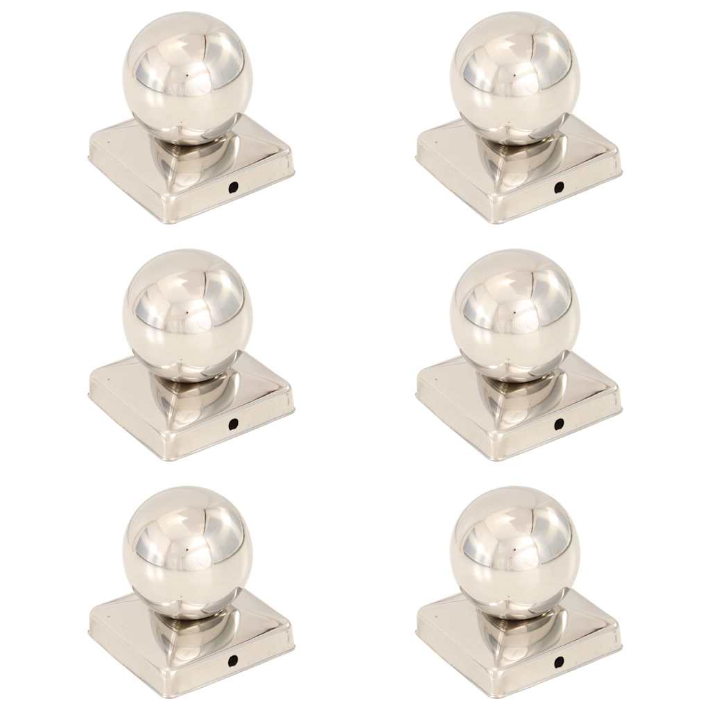 vidaXL Post Caps 6 pcs Globe Final Stainless Steel 101x101 mm 1