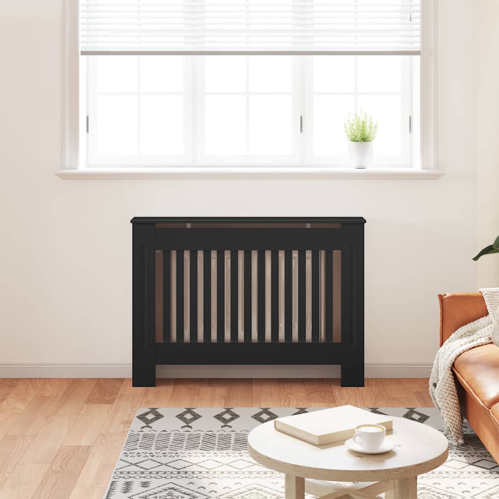 Radiator Cover 112 x 19 x 81.5 cm Engineered Wood 1 Depth 19 cm Width 112 cm Black