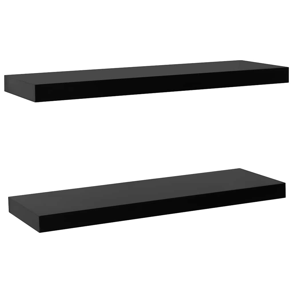 vidaXL Wall Mounted Shelf | Set of 2 | Black | MDF | 80 cm | Wall mounting 2