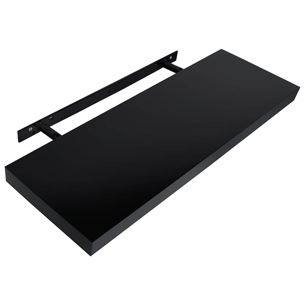 vidaXL Wall Mounted Shelf | Set of 2 | Black | MDF | 80 cm | Wall mounting 4