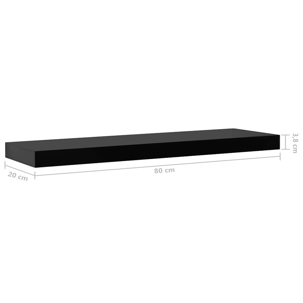 vidaXL Wall Mounted Shelf | Set of 2 | Black | MDF | 80 cm | Wall mounting 6