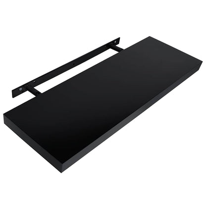 vidaXL Wall Mounted Shelf | Set of 2 | Black | MDF | 100x20x3.8 cm 4