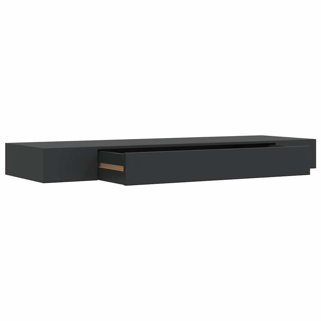 vidaXL Wall Mounted Shelf | Black | MDF | Wall Mounted Shelf | Rectangular 2