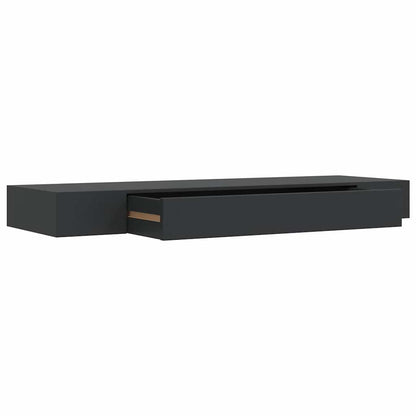 vidaXL Wall Mounted Shelf | Black | MDF | Wall Mounted Shelf | Rectangular 2